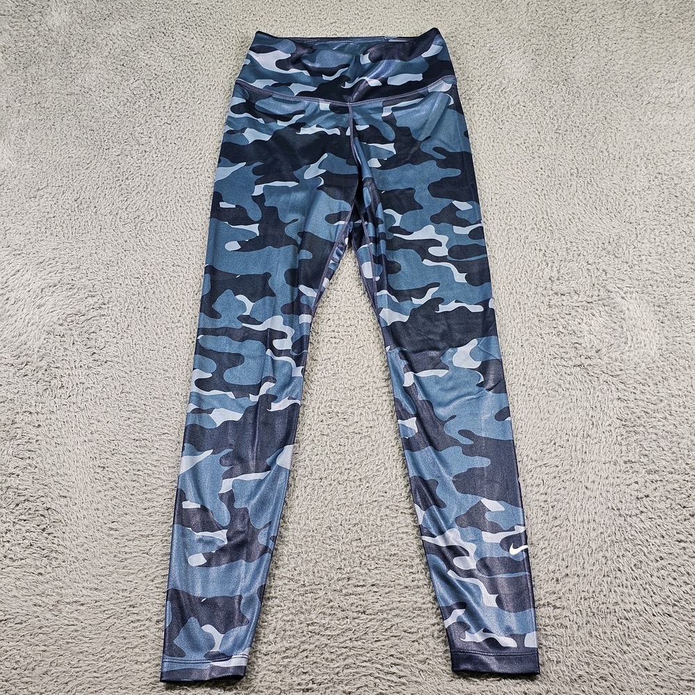 Nike Dri-Fit Leggings Womens XS Blue Camo High Rise Spandex Athletic‎ DD4659-437